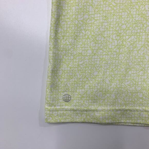 Adidas Polo Shirt Mens M Medium White Lime Abstract Geometry Pattern Golf - Picture 3 of 12